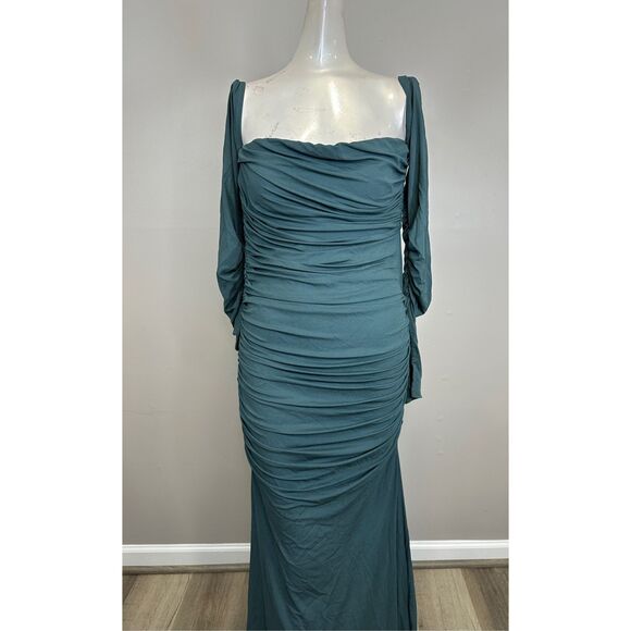 TOVE Ina Gathered Off-The-Shoulder Dress in Teal Size FR40/US8 $1430 - Picture 5 of 12